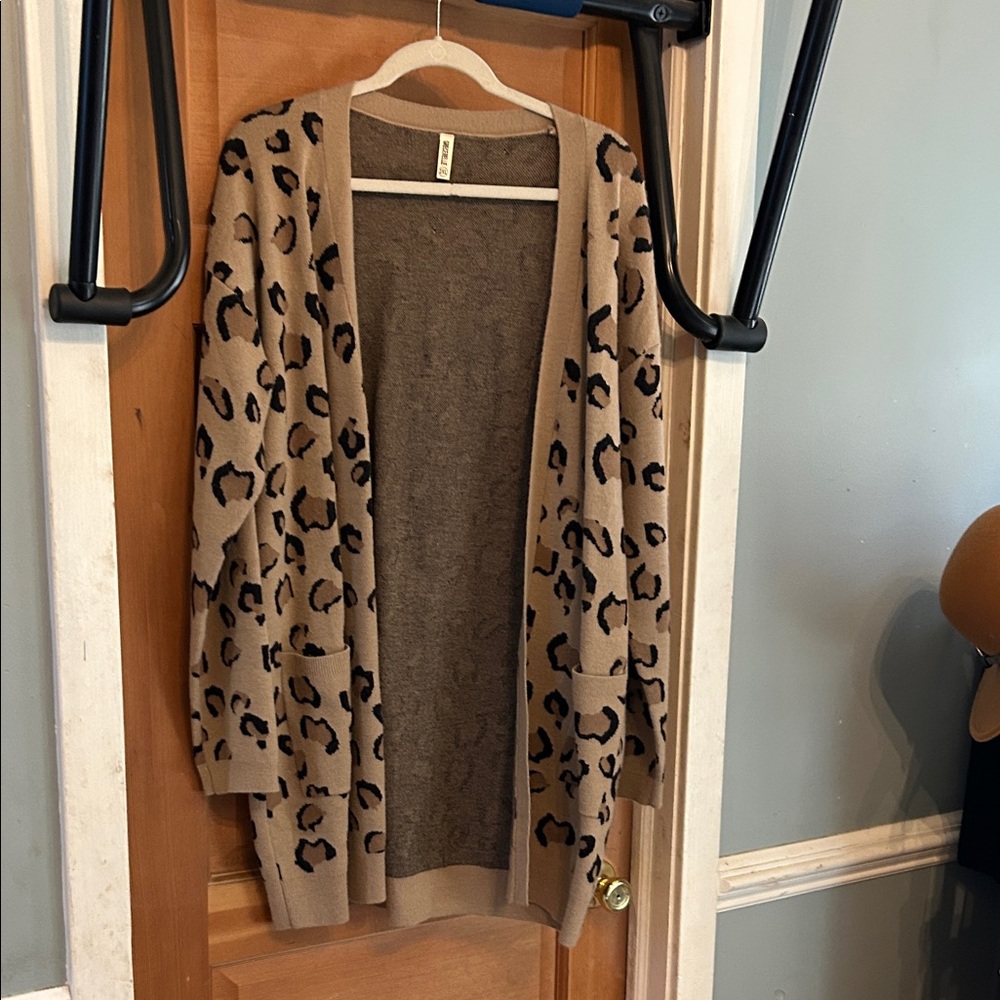 Amazon Tan Leopard Print Cardigan